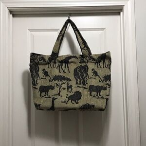 Animal Print Tote Bag - Black and Tan